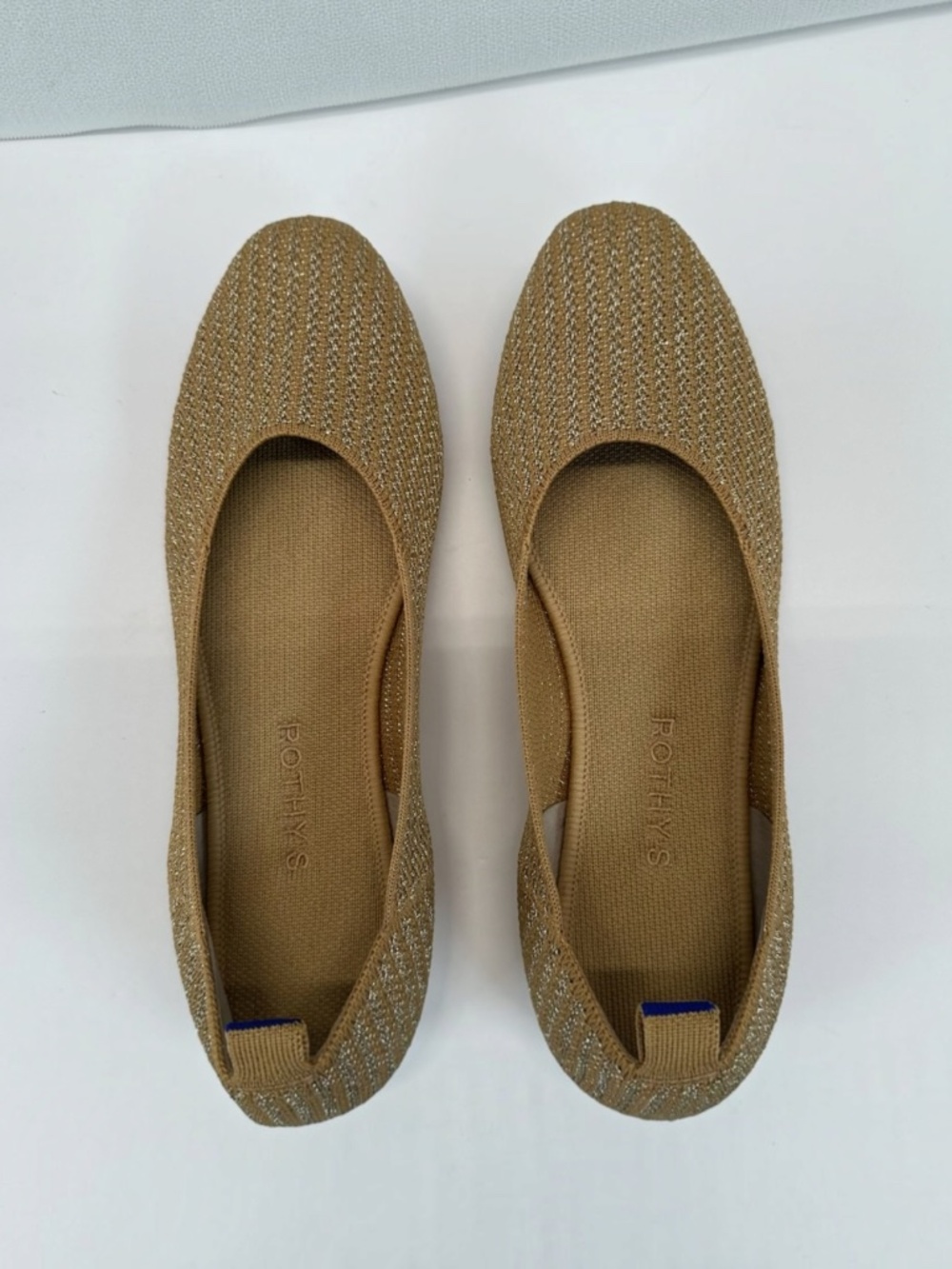 Rothy's The Flat Metallic Gold Glitter Knit Ballet Flats Size 11 Balletcore